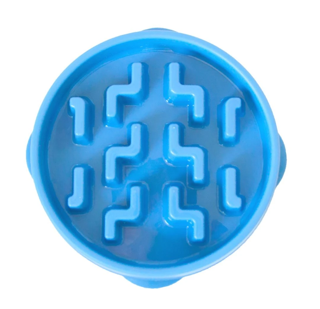 Outward Hound Slo-Bowl Fun Feeder Notch Blauw 1 Outward Hound Slo-Bowl Fun Feeder Notch Blauw