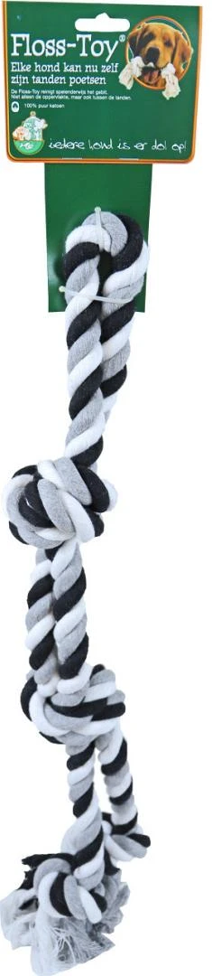 Boon Floss-Toy Halter Large Zwart/wit 1 Boon Floss-Toy Halter Large Zwart/wit