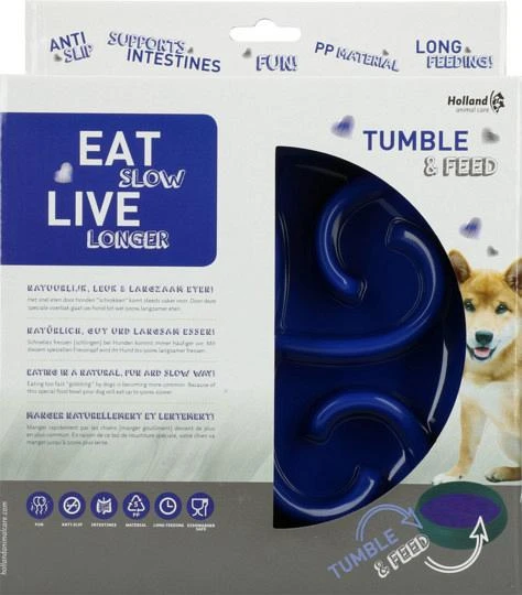 Eat Slow Live Longer Tumble Feeder Blue 2 Eat Slow Live Longer Tumble Feeder Blue - Image 2